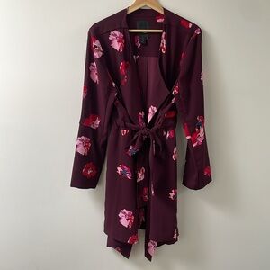 Maison Cinqcent 500 Floral Open Front Belted Jacket Cardigan Kimono Cover Up XL